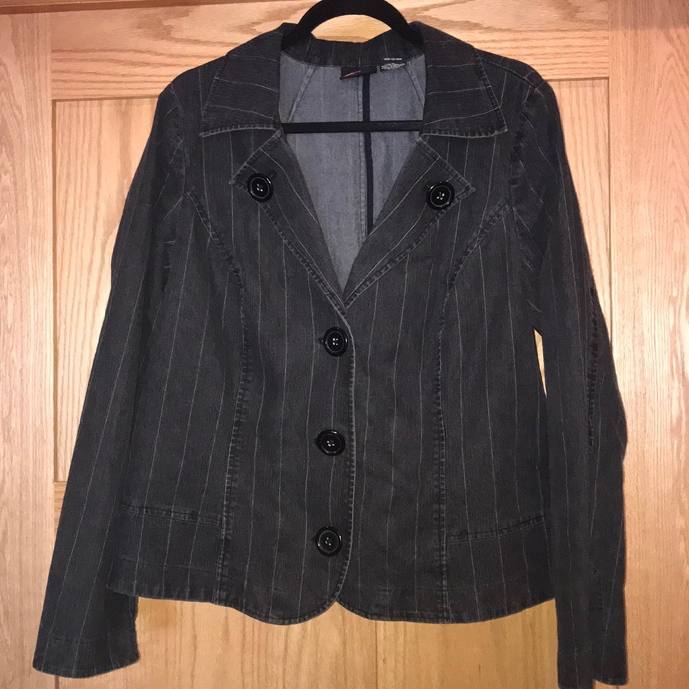 Women’s jean jacket-black and grey, plus size